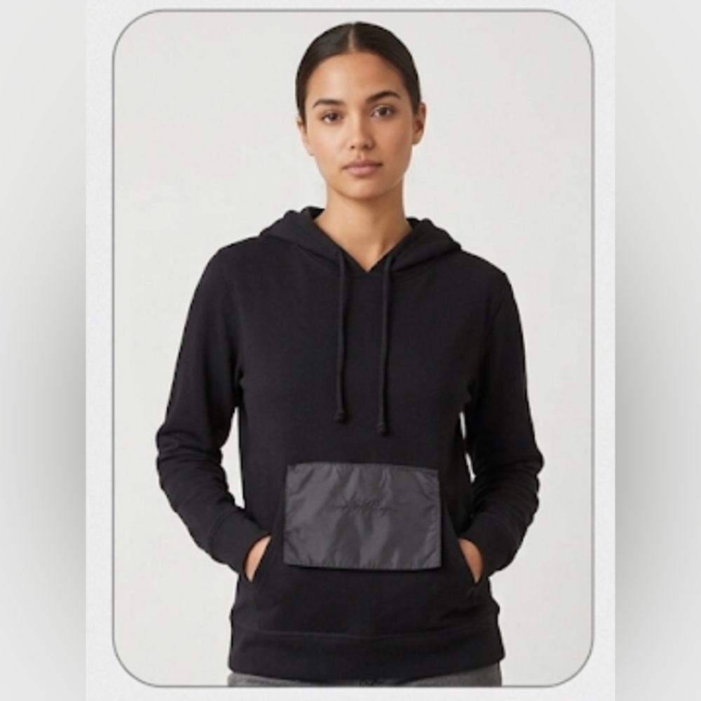 Black Hooded Sweatshirt with Front removable Pocket